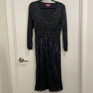 Black sparkly midi dress